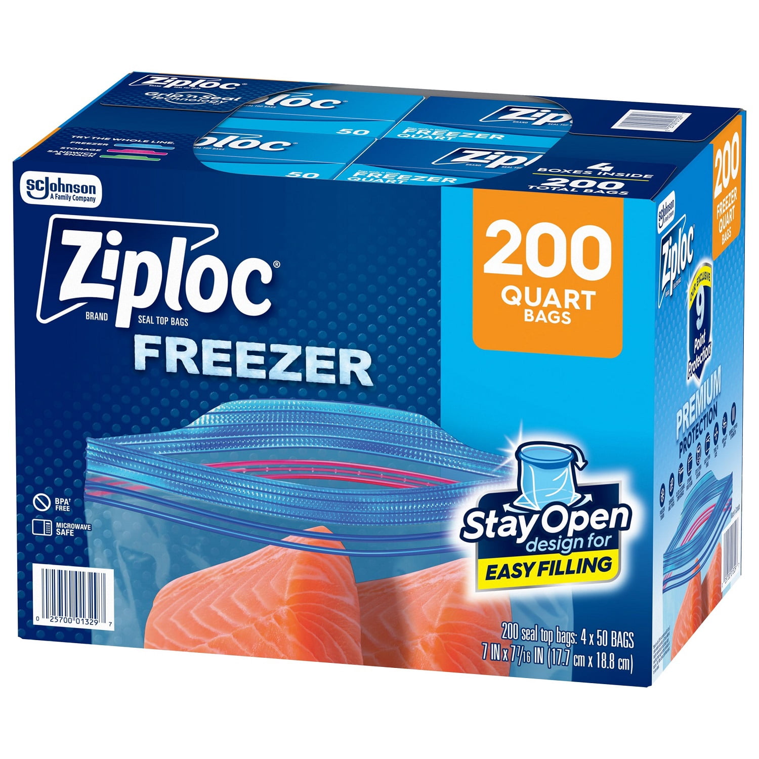 Ziploc Seal Top Freezer Bag, Quart, 200 Count - Walmart.com