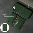 thumbnail image 6 of Compatible for iPhone 16e Wallet Case, Detachable PU Leather Purse Phone Cover with Flip Stand, Support Magnetic Mag-Safe Charging, Shockproof Protective Case for iPhone 16e, Green, 6 of 6