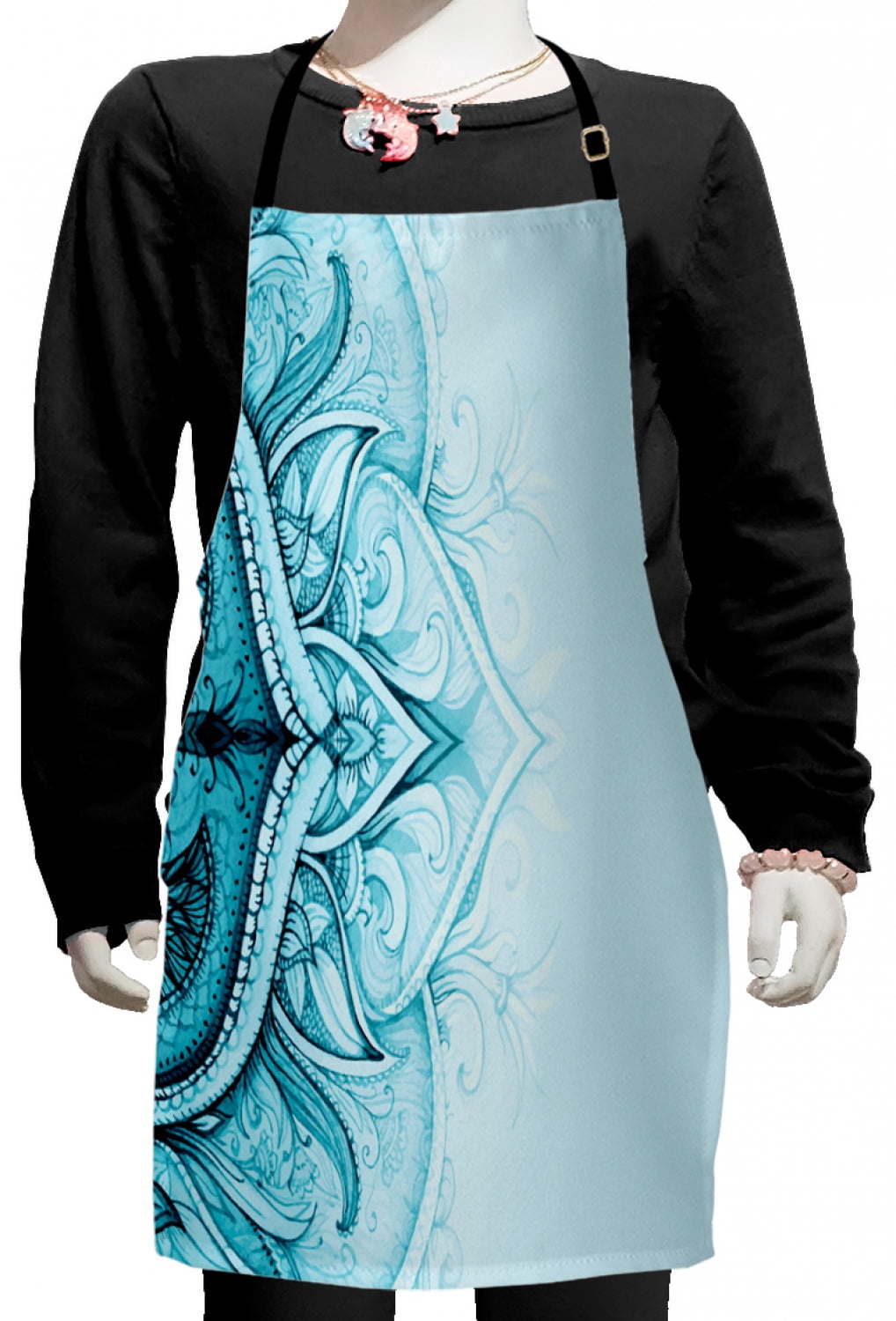 Mandala Kids Apron, Traditional Ornamental Lace Border with Swirled ...