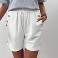 thumbnail image 2 of Kinrui Chino Shorts for Women 5" Inseam High Waisted Casual Summer Shorts Cotton Linen Dressy Bermuda Shorts with Pockets White 2XL, 2 of 8