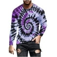 thumbnail image 3 of UVEASISHA Tie Dye Graphic Tees for Men Big and Tall Fashion Hipster T-Shirts Long Sleeve Crewneck Pullover Stretch Slim Fit Workout Shirt Purple 3XL, 3 of 6
