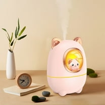 Cute Cats Humidifier - Mini, Portable & Quiet Humidifier with Night Light, 2 Mist Modes (Continuous/Intermittent), ABS Plastic, 114k Atomization, Lightweight for Desk, Home, Office - White & Peach