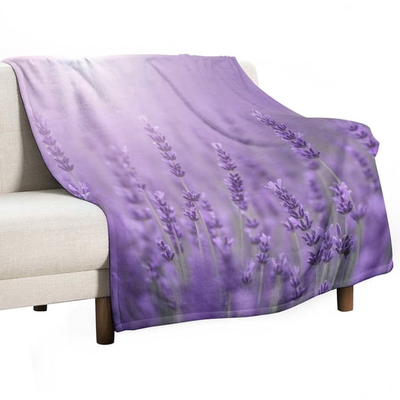 Lavender Field Bloom Soft Print Blanket Throw Blankets Warm Cozy Lightweight Couch Blanket Stuff Gifts for Women Mom Teens