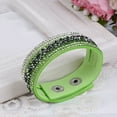 thumbnail image 5 of Anvazise Women Fashion Crystal Rhinestone Faux Leather Bracelet Wristband for Banquet Gift Dating Light Green, 5 of 13