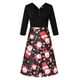 thumbnail image 1 of Vestido de verano para mujer, de manga larga, con cuello en V, estilo vintage, con estampado de empalme de Navidad, para fiestas Fridja  nbo3418, 1 of 4