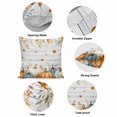 thumbnail image 6 of Throw Pillow Covers, Orange Blue Pumpkins Fall Decorative Throw Pillow Covers 20x20 Inch, Thanksgiving Maple Leaf Wooden Square Linen Pillow Cases for Couch/Living Room/Sofa, 6 of 9