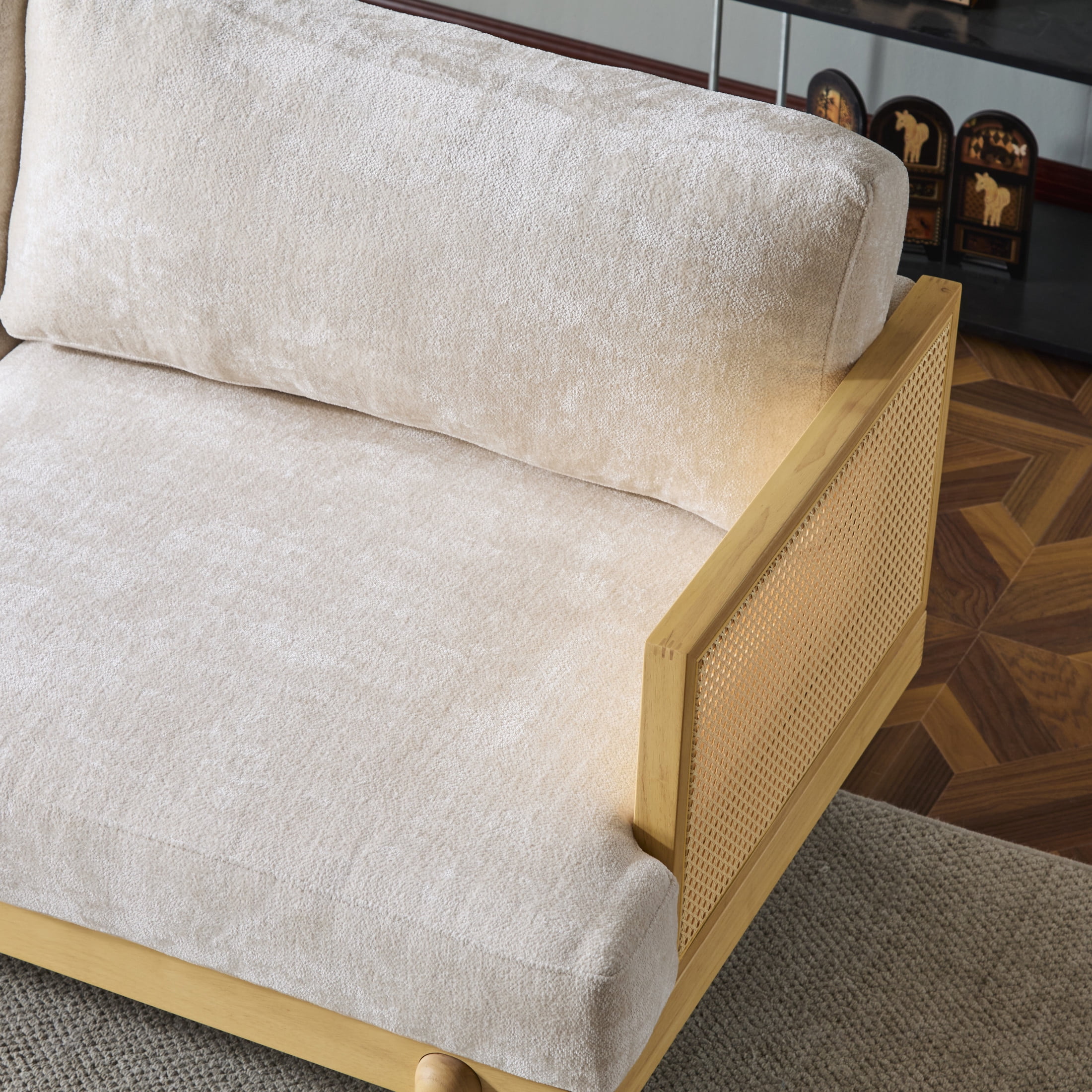 Christopher Knight Home Vintage 72“ Rattan 3-Seat Sofa with Solid Wood Frame, High-Rebound Cushions, Natural