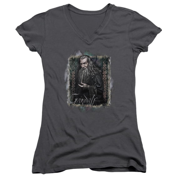 The Hobbit Gandalf Junior Women's V-Neck T-Shirt Charcoal