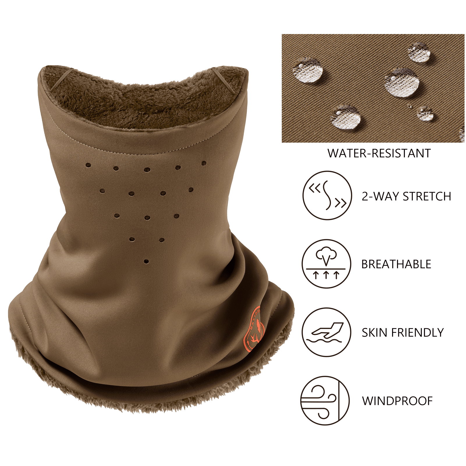BASSDASH Unisex Winter Neck Gaiter Warmer Insulated Fleece Hunting Face Mask Water Resistant for Fishing Hiking Skiing