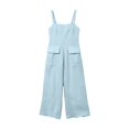 thumbnail image 4 of Asgosdo Women Cotton Linen Overalls Square Neck Sleeveless Capris Rompers Casual Comfy Jumpsuits with Pockets, 4 of 5