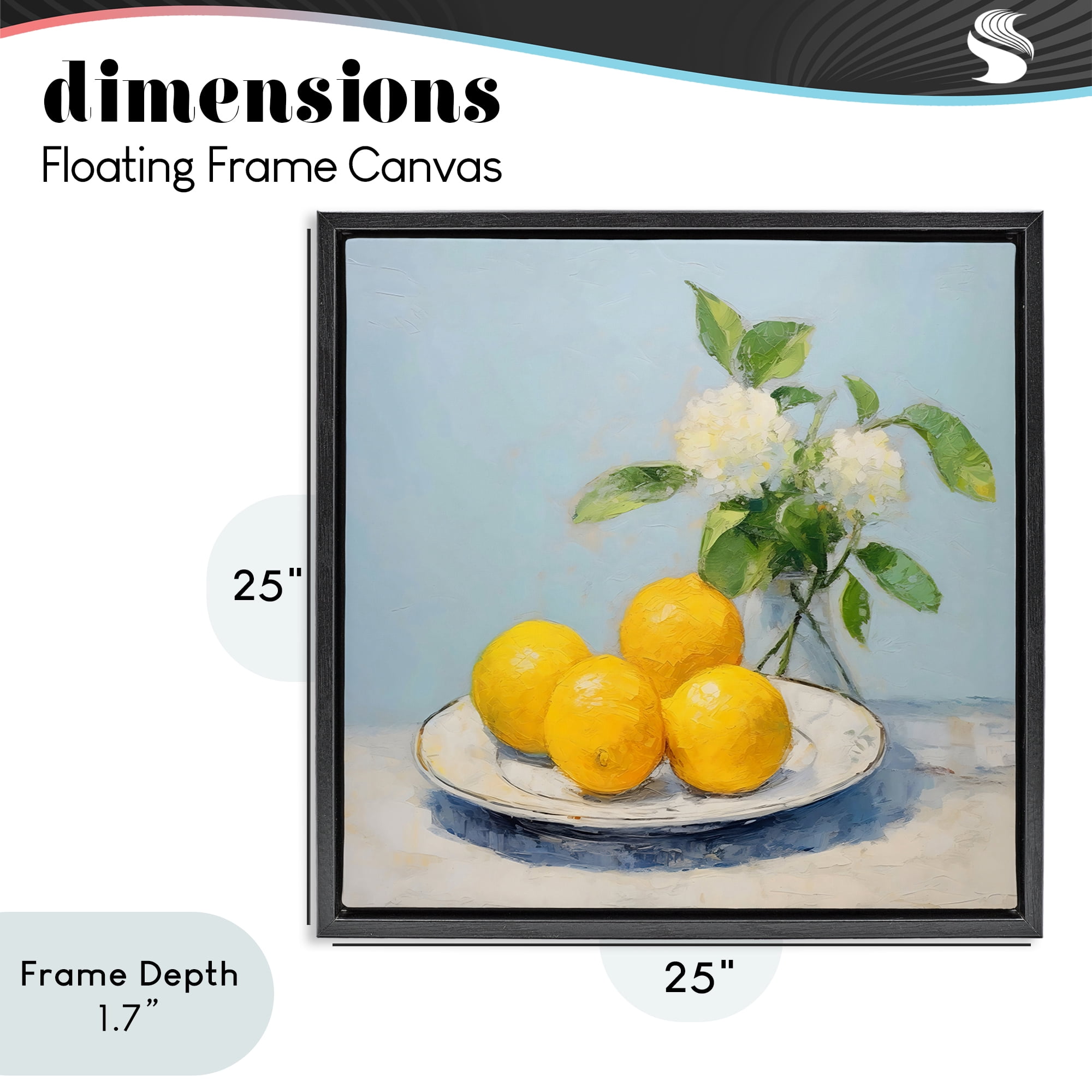 Stupell Industries Vase of Flowers and Lemons Black Framed Floater Canvas Wall Art, design by Creative Studio