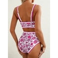 thumbnail image 4 of SHEWIN Women's Bikini Sets Floral Print Whip Stitch 2 Piece Swimsuits High Waisted Scoop Bathing Suits, 4 of 8
