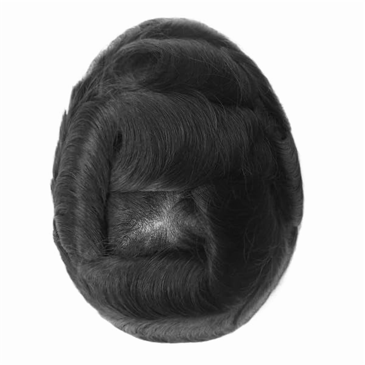 Australia French Lace with 1 1/4" Polyskin in Perimeter Men Toupee Hair Replacement Human Hair System for Men Natural Looking Wig Black Invisible Hairline