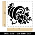 thumbnail image 2 of Thanksgiving Holiday Harvest Cornucopia with Apples and Pumpkins Self-Inking Rubber Stamp Ink Stamper - Blue Ink - Small 1 Inch, 2 of 7