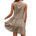 thumbnail image 5 of HUBERY Women Embroidered Floral Fringed Lace Up V Neck Sleeveless Bohemian Dress, 5 of 7