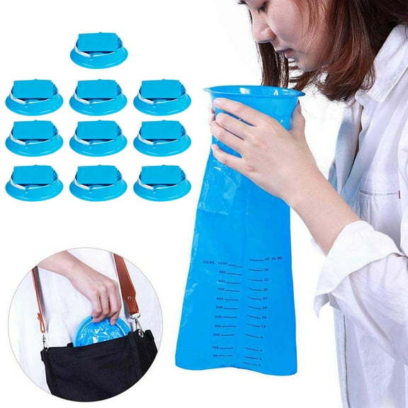 10 Pack Vomit Bags 1000ml Emesis Bags Leak Portable Disposable Barf Bags Throw Up Nausea Bags For Travel Motion Car Aircraft Taxi Cord Organizer for Travel Compression Bags for Camping Backpack