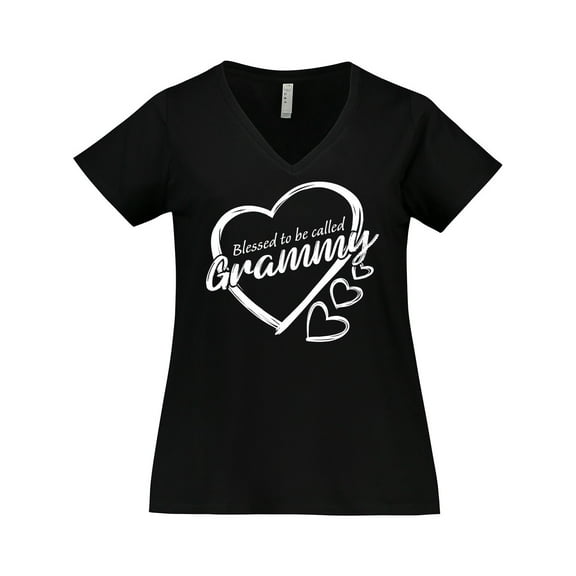 Inktastic Blessed to Be Called Grammy Cute Heart Design Women's Plus Size V-Neck T-Shirt