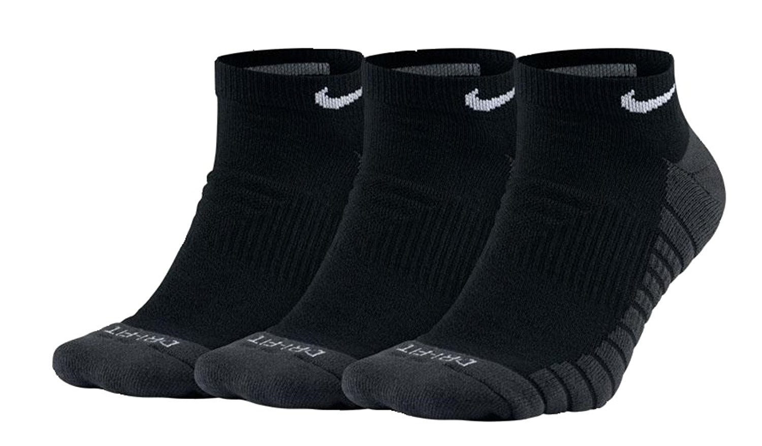 Nike Unisex Dri-Fit Cushioned No-Show Ankle Socks 3 Pair-Black ...