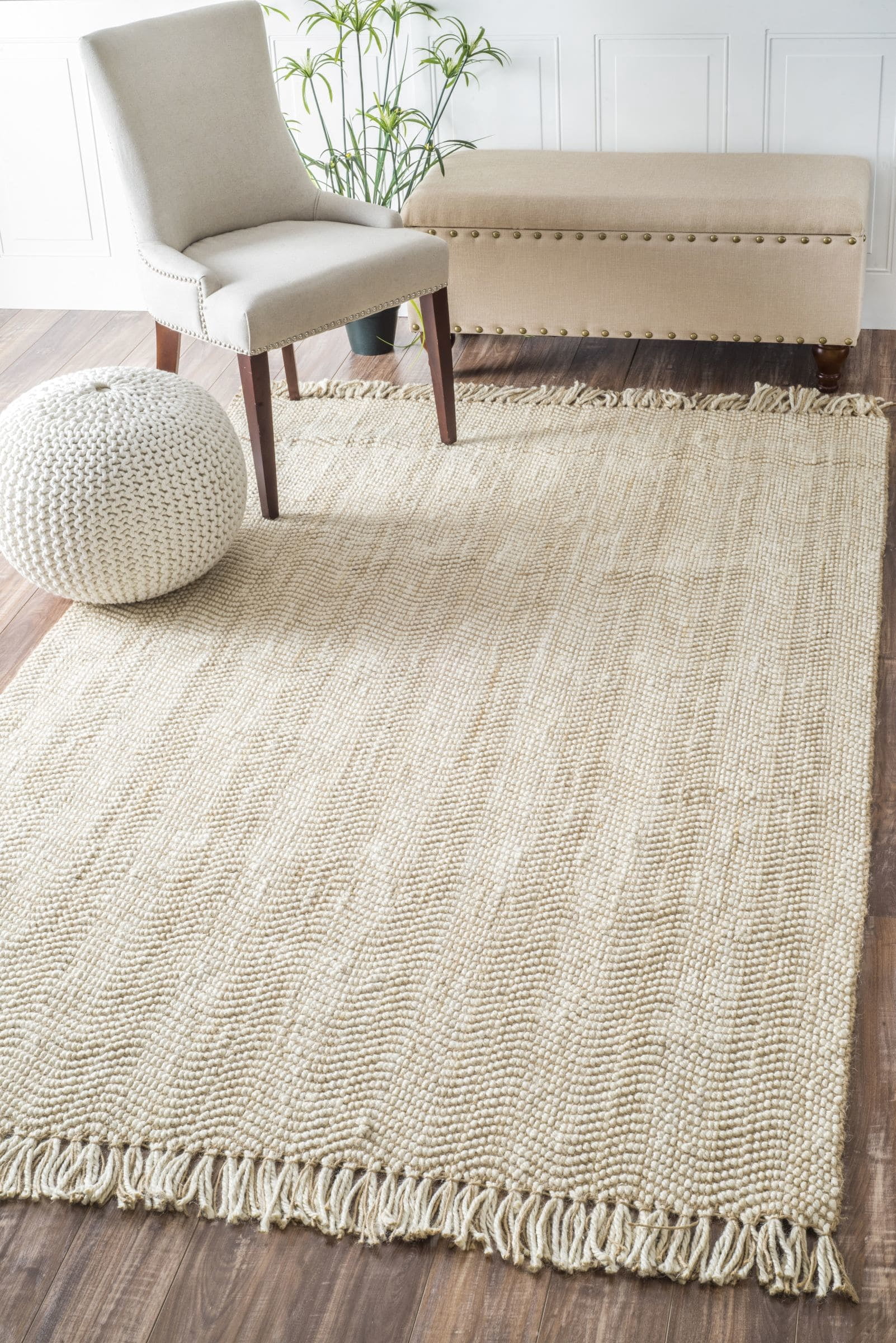 nuLOOM Wavy Chevron Jute Accent Rug, 3' x 5', Natural