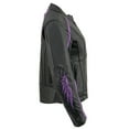 thumbnail image 4 of Milwaukee Leather ML1952 Women's Black and Purple Embroidered and Stud Design Scooter Jacket 2X-Large, 4 of 9