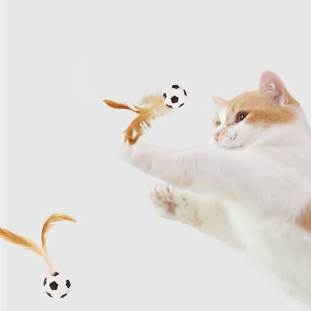 Xihbxyly Juguetes con Plumas, Juguetes Interactivos para Mascotas, Pelotas Deportivas Elásticas y Saltarinas, Juegos para Gatos y Perros, Entretenimiento Interior y Exterior, Atracción de Plumas de P
