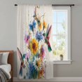 thumbnail image 4 of Hummingbird Sheer Curtains 45 Inches Long, Spring Vintage Oil Painting Sunflowers Beige Light Filering Curtains, Breathable Simi Curtain Privacy Drapes for Kitchen Bathroom Small Window Treatment, 4 of 9