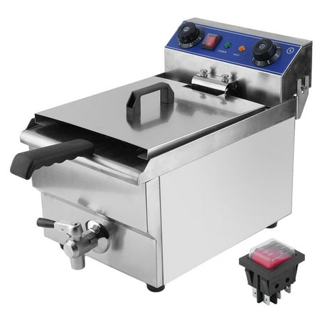 13L 1.65KW Temperature Control Timing Stainless Steel Single Container Commercial Restaurant Electric Deep Fryer US Plug