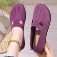 thumbnail image 2 of Domzle Women's Woven Orthopedic Breathable Soft Shoes Go Walking Slip on Diabetic Foam Shoes Hands Free Slip in Sneakers Arch Support Purple, 2 of 9
