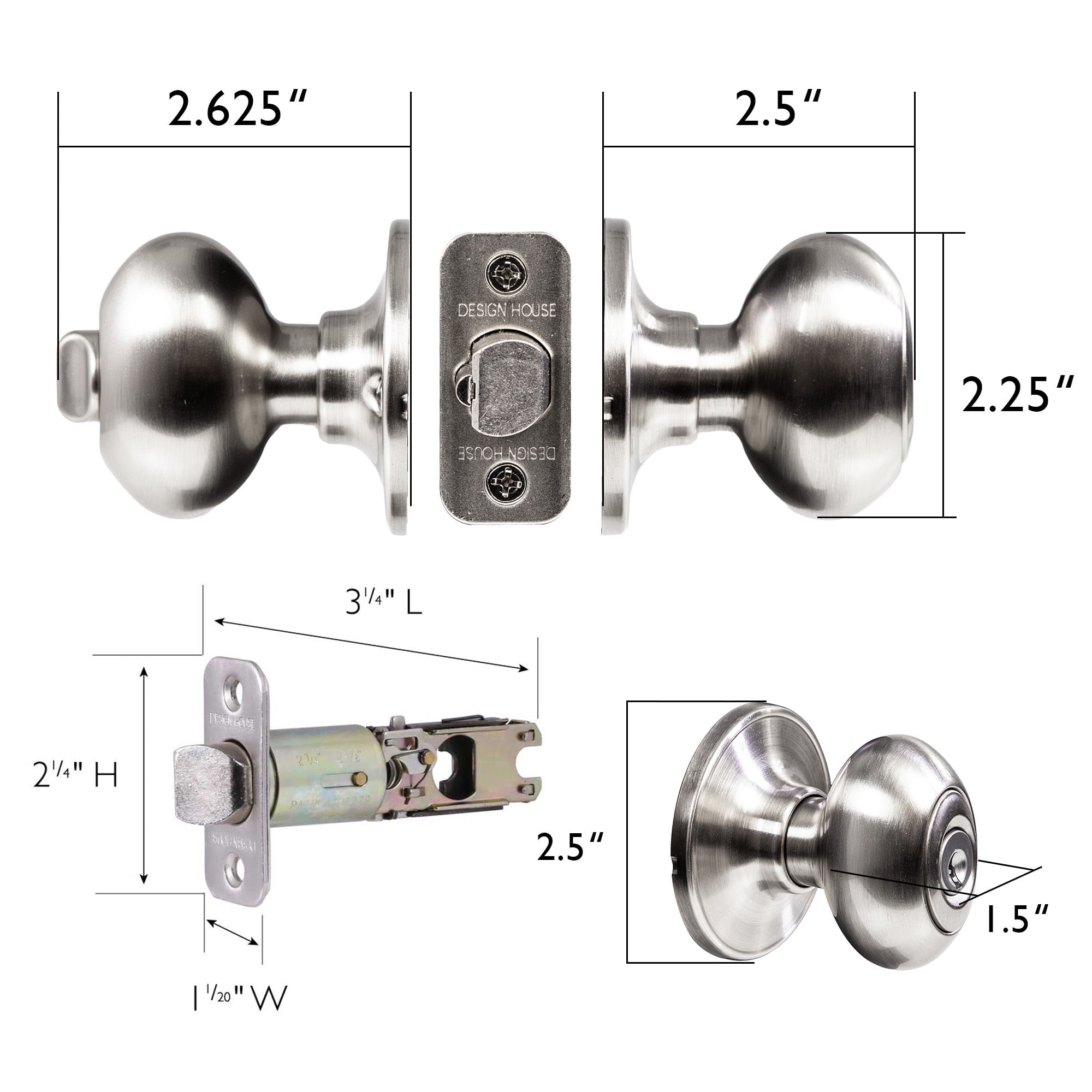 Satin Nickel Egg Keyed Entry Door Knob, Left and Right Hand, ANSI Grade 3, Fits 1-3/8 in. to 1-3/4 in. Doors