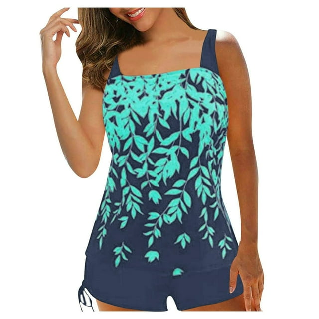 One Piece Swimsuits For Women Plus Size Women‘s Tankini Large Bikini Set Digital Print Suspender Beach Split Swimsuit