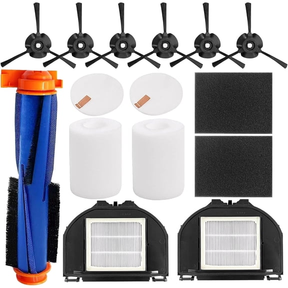 Guerkuk Replacement Parts for Shark Matrix Robot Vacuum RV2310AE AV2310AE RV2320S RV2300S UR2360S, 1 Main Brush 6 Side Brushes 2 HEPA Filters 2 Foam Filters 2 Sponge Filters, 13-Pack
