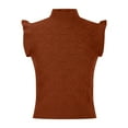 thumbnail image 6 of Jjayotai Women's Sweater Vest, Ruffle Armhole Solid Casual Mock Neck Sleeveless Knitted Sweaters Streetwear Brown M, 6 of 8
