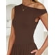 thumbnail image 5 of Vestido largo ZESICA Summer 2025 con un solo hombro marrón para mujer, 5 of 6