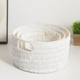 thumbnail image 4 of Wicker Storage Basket, Hand-Woven Paper Rope Large Round Woven Basket With Handles, Wicker Baskets for Organizing/Storage, White, 3-Pack, 4 of 16