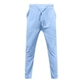 thumbnail image 4 of HBFAGFB Men's Casual Pants Drawstring Straight Leg Pants with Pockets Versatile Daily Wear Light Blue Size L, 4 of 6