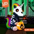 thumbnail image 5 of Joyfy 5 ft Halloween Inflatable Sitting Skeleton Unicorn with Build-in LEDs,Halloween Blow up Yard Decorations Outdoor Decorations, 5 of 8