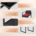 thumbnail image 3 of Elegante conjunto de bar para patio de ratán PE negro - Muebles exteriores resistentes - Mesa de vidrio templado - Ideal para jardín y terraza - Incluye cojines rojos - Color: Ratán negro + cojín rojo, 3 of 8