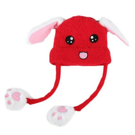 

Flat Top Spotted Hat Warm Plush Hat with Thickened Edge Cute Bunny Hat for Kids