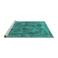 thumbnail image 2 of Ahgly Company Machine Washable Indoor Rectangle Oriental Turquoise Blue Industrial Area Rugs, 2' x 4', 2 of 4