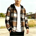 thumbnail image 3 of yillto Boys Plaid Jackets Flannel Hoodies Fall Fashion Long Sleeve Zip up Jacket Coat for Kids 5-15 Years, 3 of 7