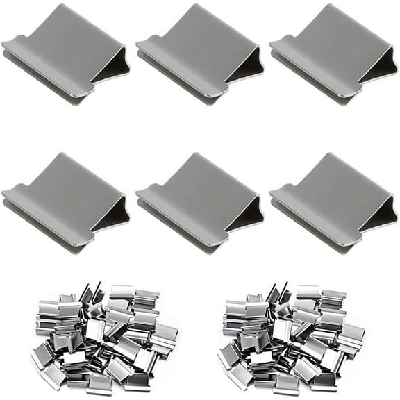 100 Silver Metal Refill Clips, Modern Stainless Steel Clam Clip Dispenser, Suitable for Binding Documents
