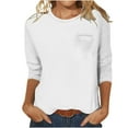 thumbnail image 2 of Otntypg Cute 3/4 Sleeve Tops for Women Casual Dressy Crewneck Basic Pocket T-Shirts Loose Lightweight Comfy Tunic Blouse Trendy Soft Cotton Outfit Clothes White XXXL, 2 of 5