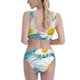 thumbnail image 3 of Vsdgher Womens High Waisted Bikini Sets Two Piece Swimsuit Daisy Flowers Print Tummy Control Bathing Suit-, 3 of 8