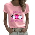 thumbnail image 2 of Cutuoiiu Women's Casual and Fashionable Breast Cancer Awareness Printed Cozy T-shirts Gifts, 2 of 5
