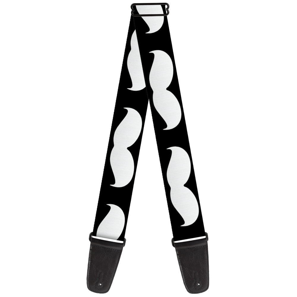 Buckle-Down Guitar Strap, Mustache Black White, 2 Inches Wide