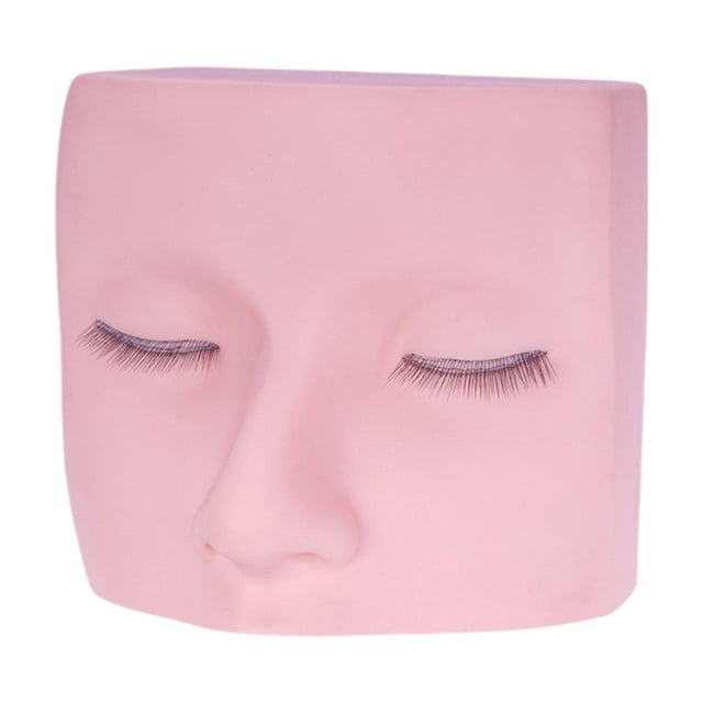 Cabeza de maniquí de pestañas, cabeza plana de cara, silicona con 3 capas de pestañas oculares de cosmetología práctica de muñecas para extensión de