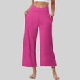 thumbnail image 2 of Bovemsi Lounge Pants Women Solid Color Casual Loose Pocket Sports Pants Wide Leg High Waist Palazzo Pants, 2 of 6