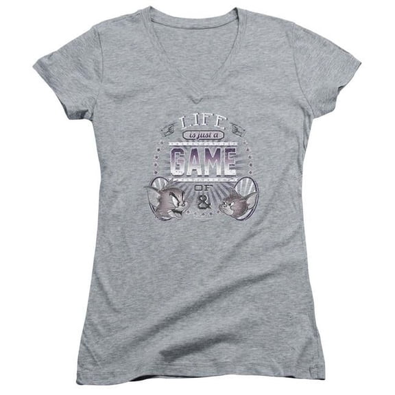 Tom And Jerry Life Is A Game Officially Licensed Junior V Neck T Shirt