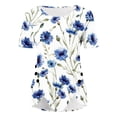 thumbnail image 5 of ICHUANYI Clearance Womens Tops Irregular Hem Summer Printing Tees Tops Spring Crewneck Short Sleeve Casual Blouses(White, S) ICHUANYI WER2023081008230, 5 of 5