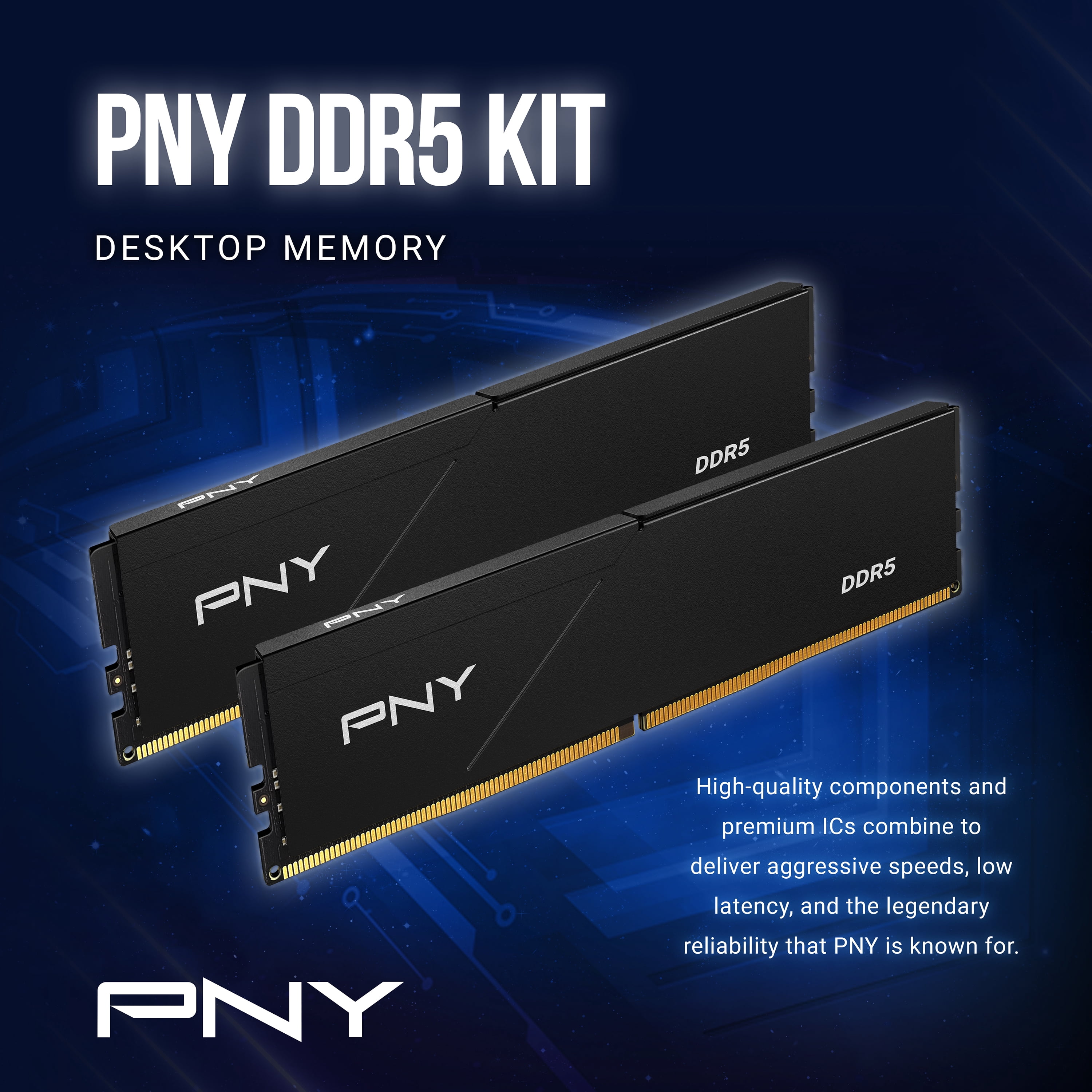 PNY Low Profile 32GB (2x16GB) DDR5 RAM 5600MHz (PC5-44800) - CL46, 1.1V - Desktop Memory Kit